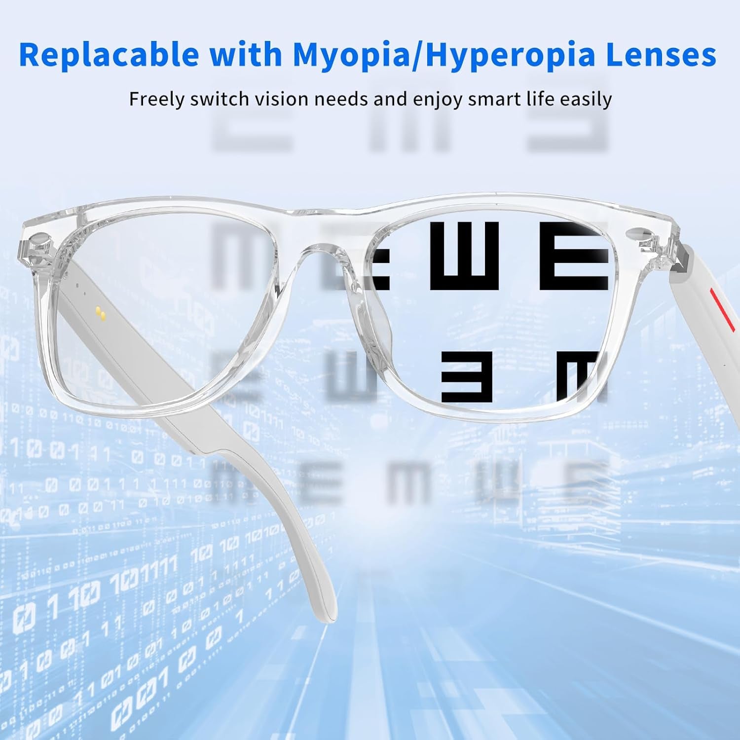 Smart Bluetooth Glasses | AI Voice Assistant, Lightweight, 8-Hour Battery Life, Auto Pairing, Touch Control & Stereo Sound for Calls & Music