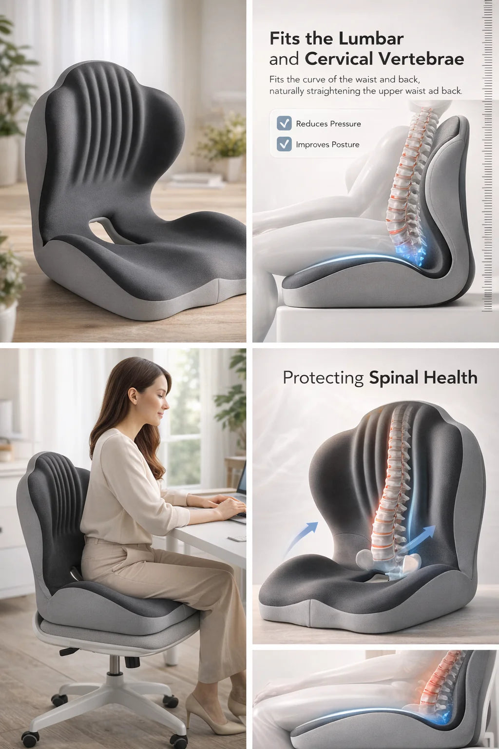 Elvix™ Posture Support Cushion - Back & Tailbone Support