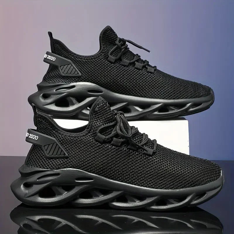 Men Sports Running Black Jogging Shoes Casual Sneakers Outdoor Breathable Mesh for Women Light Shock-Absorption Black Tennis