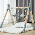 Wooden Baby Play Gym Foldable Gym Frame Activity Gym with 5 Hanging Toys | Baby Activity Center Gym Baby Gym Wood Play Gym Hanging Bar Natural Pine for Newborn Infant, Foldable Grey
