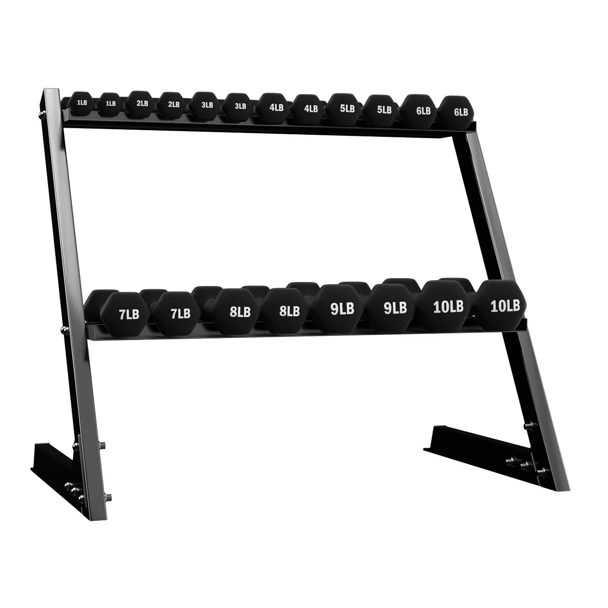 Balancefrom Fitness 110 Pound Neoprene Coated Cast Iron Dumbbell X Elite Exercise Workout Set with Stand, 10 Pairs of 1 to 10 Pound Weights, Black