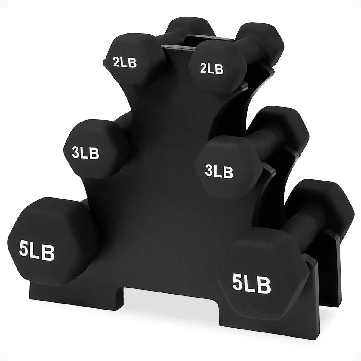 Balancefrom Fitness 110 Pound Neoprene Coated Cast Iron Dumbbell X Elite Exercise Workout Set with Stand, 10 Pairs of 1 to 10 Pound Weights, Black